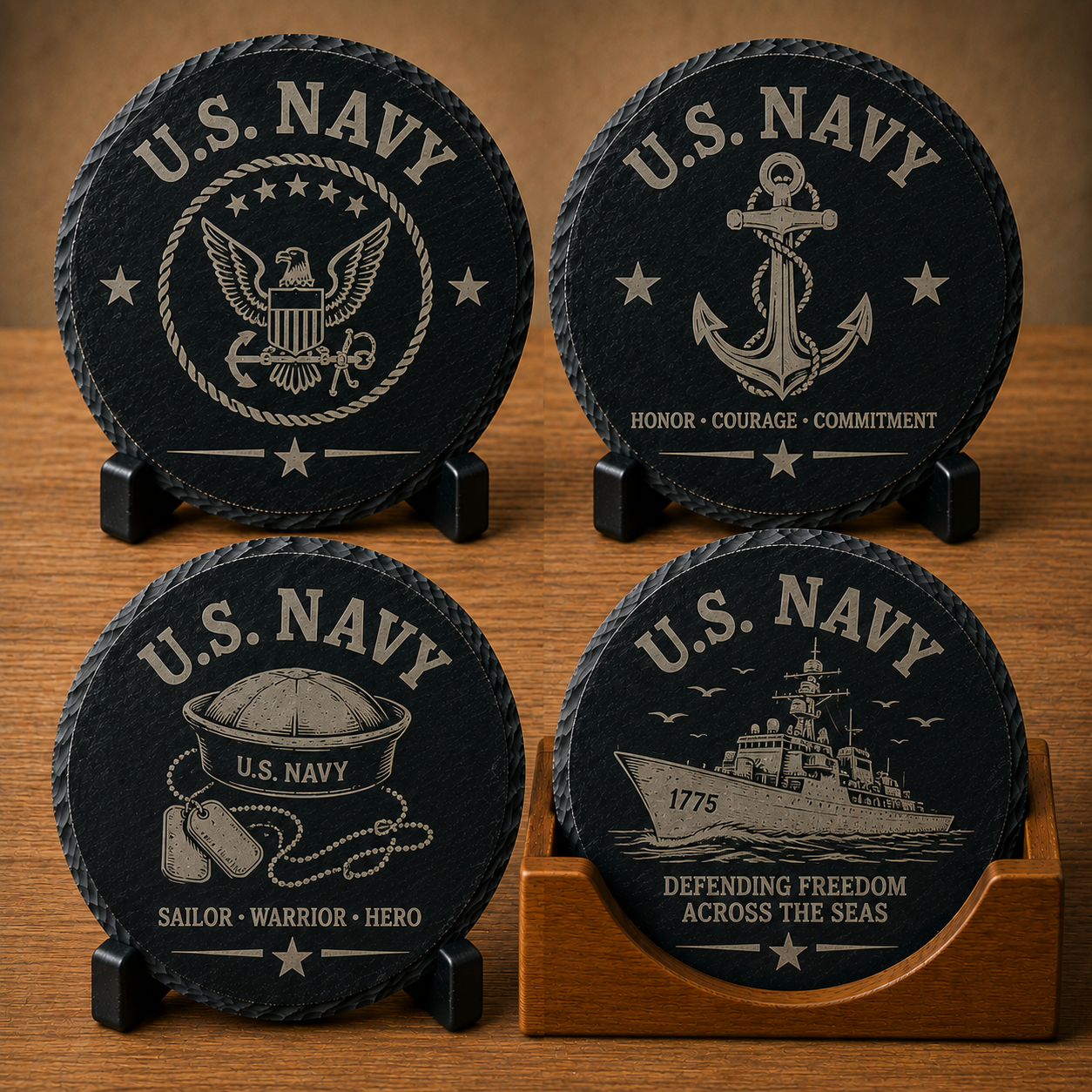 U.S. Navy Slate Coaster Set