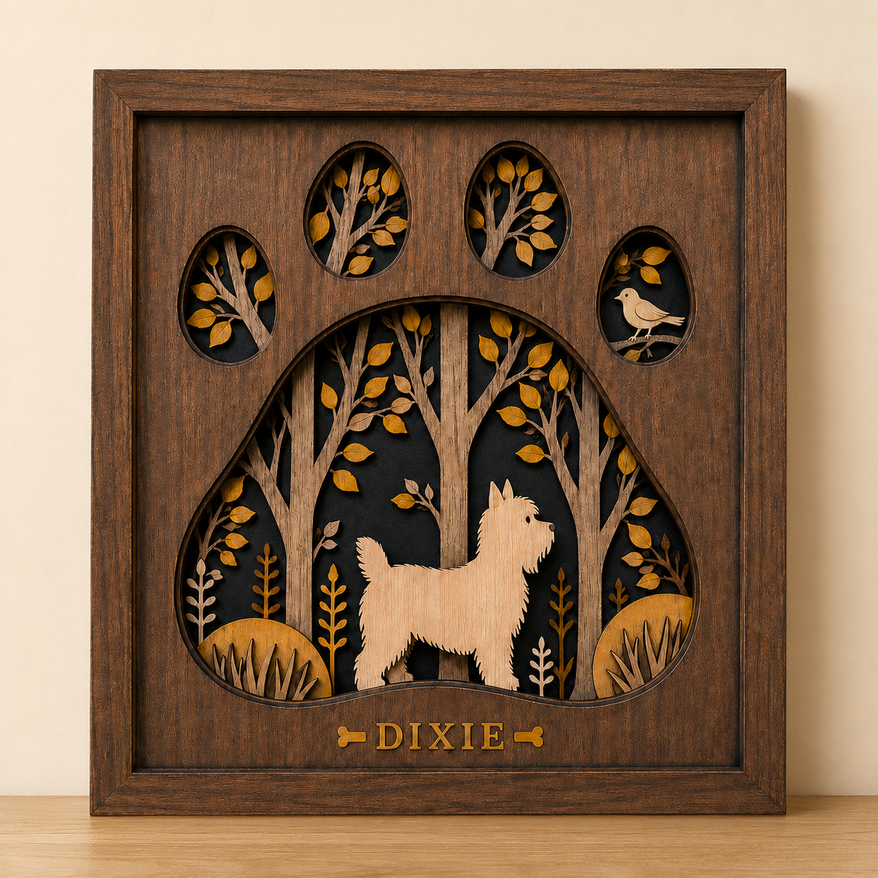 Personalized Dog Paw Layered Picture