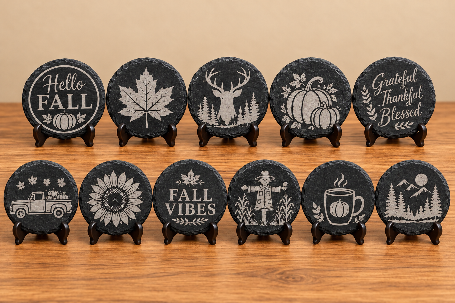 Fall Engraved Slate Coaster Collection