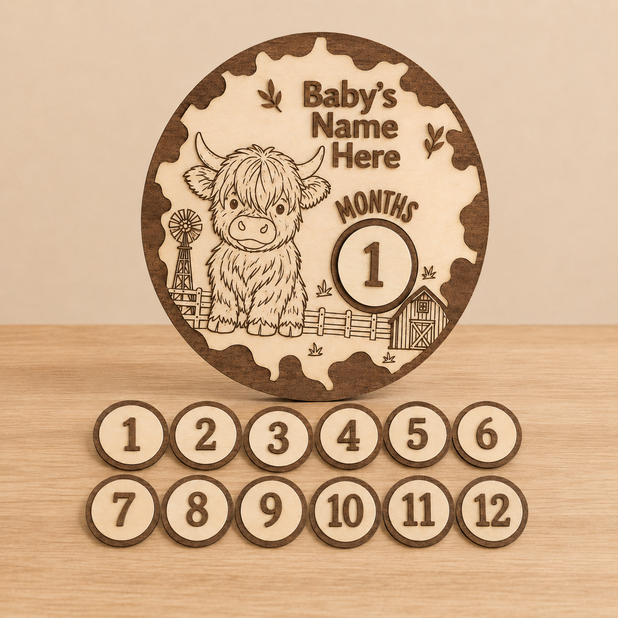Highland Cow Milestone Plaque