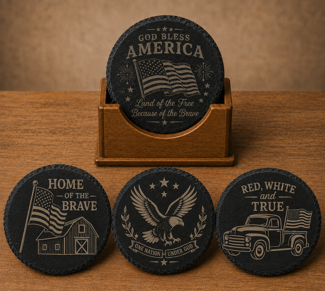 Americana Slate Coaster Set
