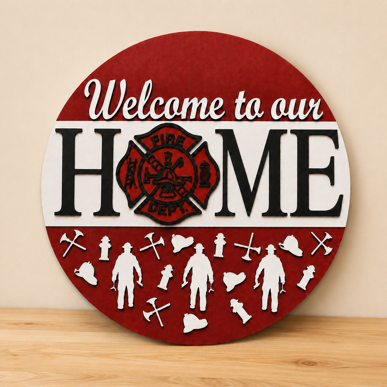 Firefighter Welcome to Our Home Multilayered Plaque