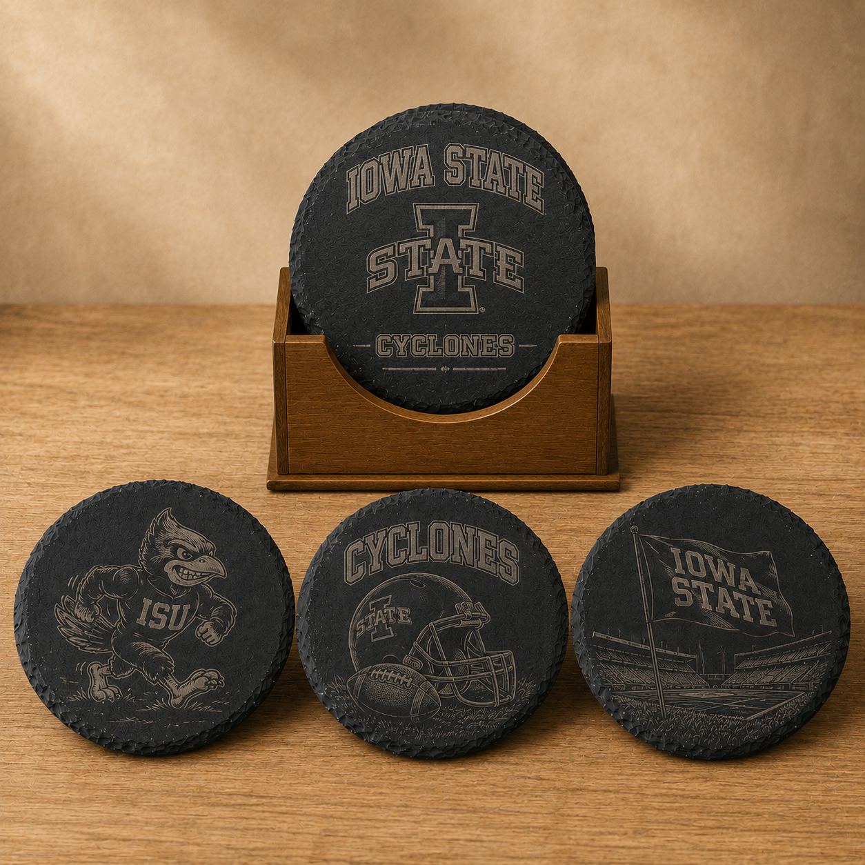 Iowa State Cyclones Slate Coaster Set