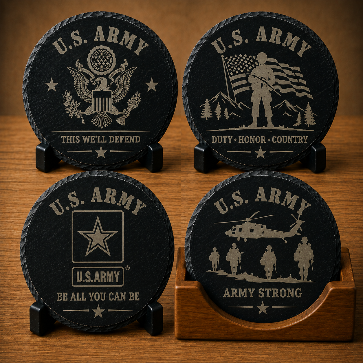 U.S. Army Slate Coaster Set