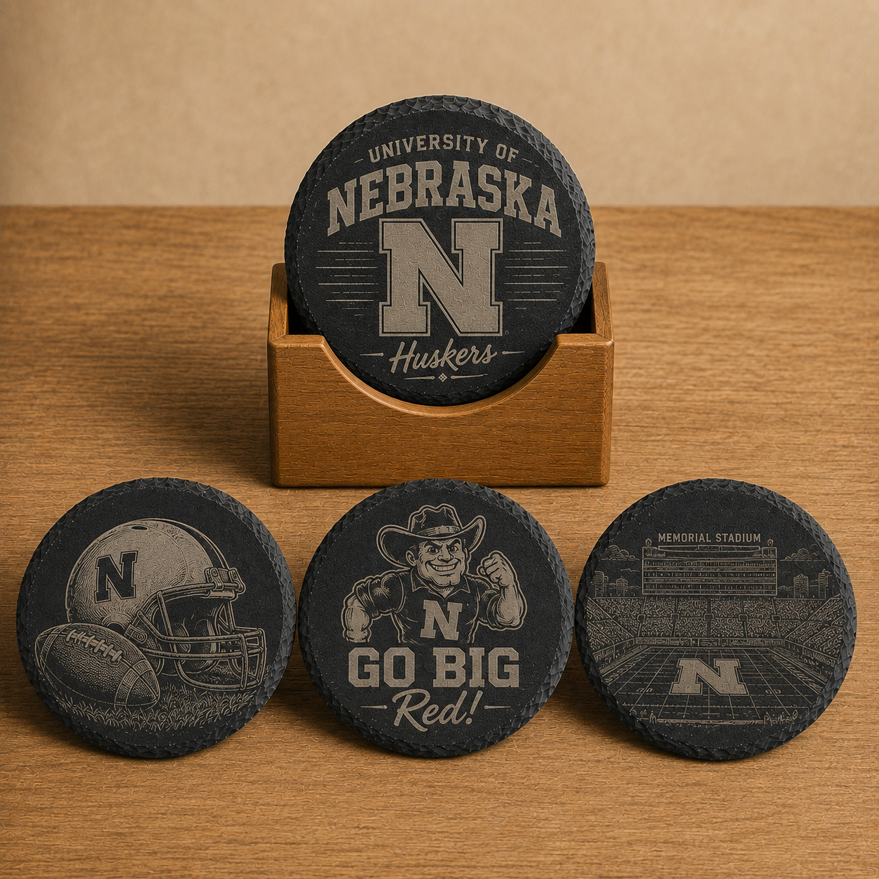 University of Nebraska Huskers Slate Coaster Set