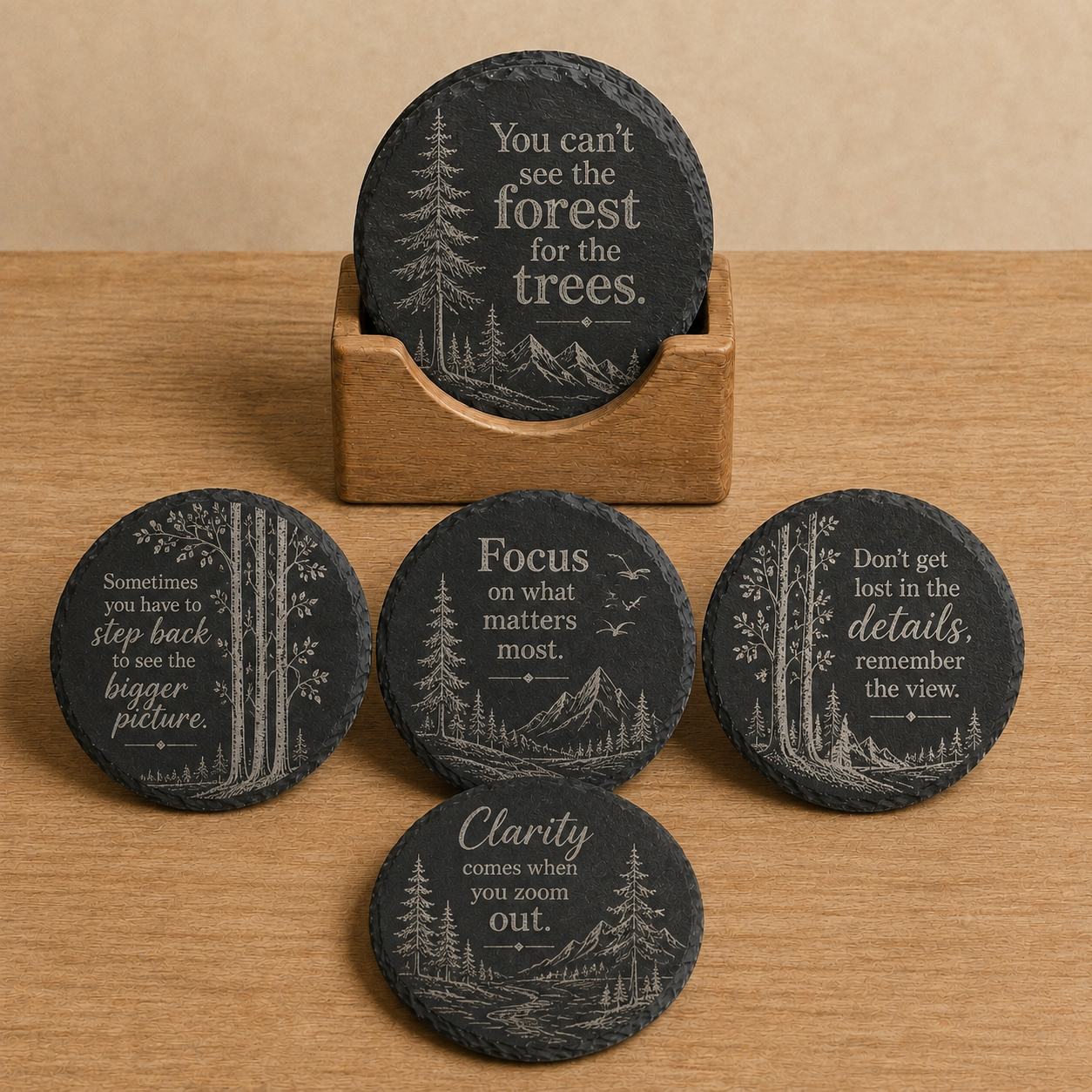 Inspirational Forest Slate Coaster Set