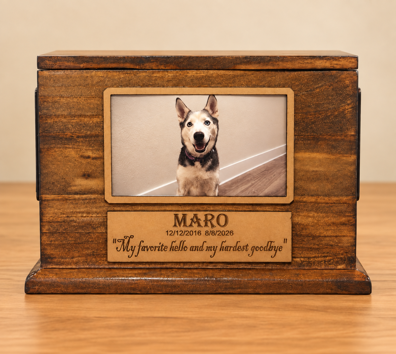 Personalized Solid Pine Pet Memorial Urn
