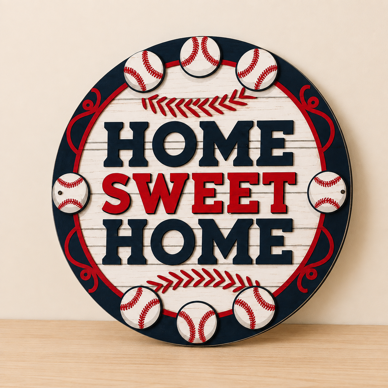 Baseball Home Sweet Home Wooden Plaque