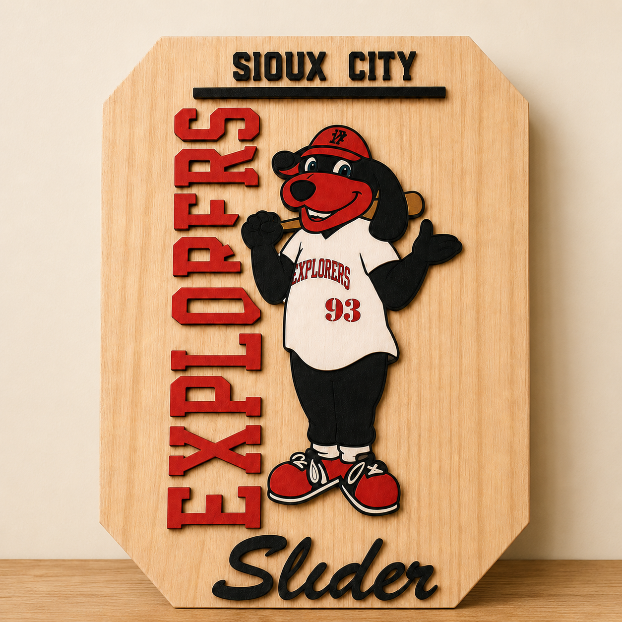 Sioux City Explorers Slider Mascot Plaque