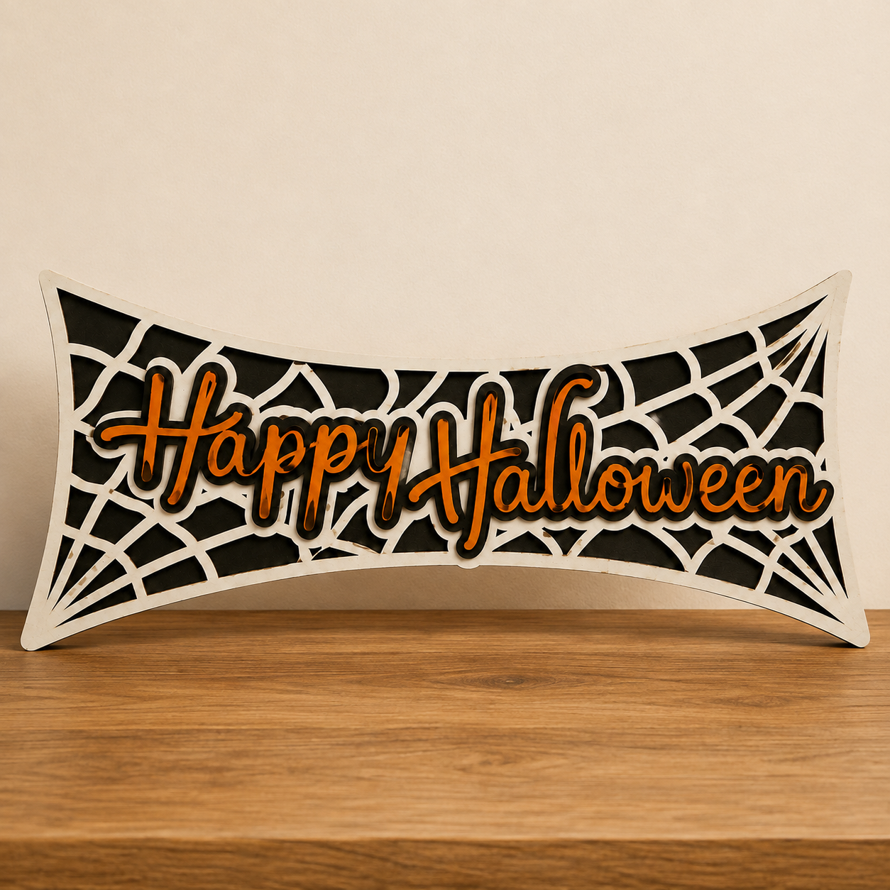 Happy Halloween Spiderweb Multilayered Plaque