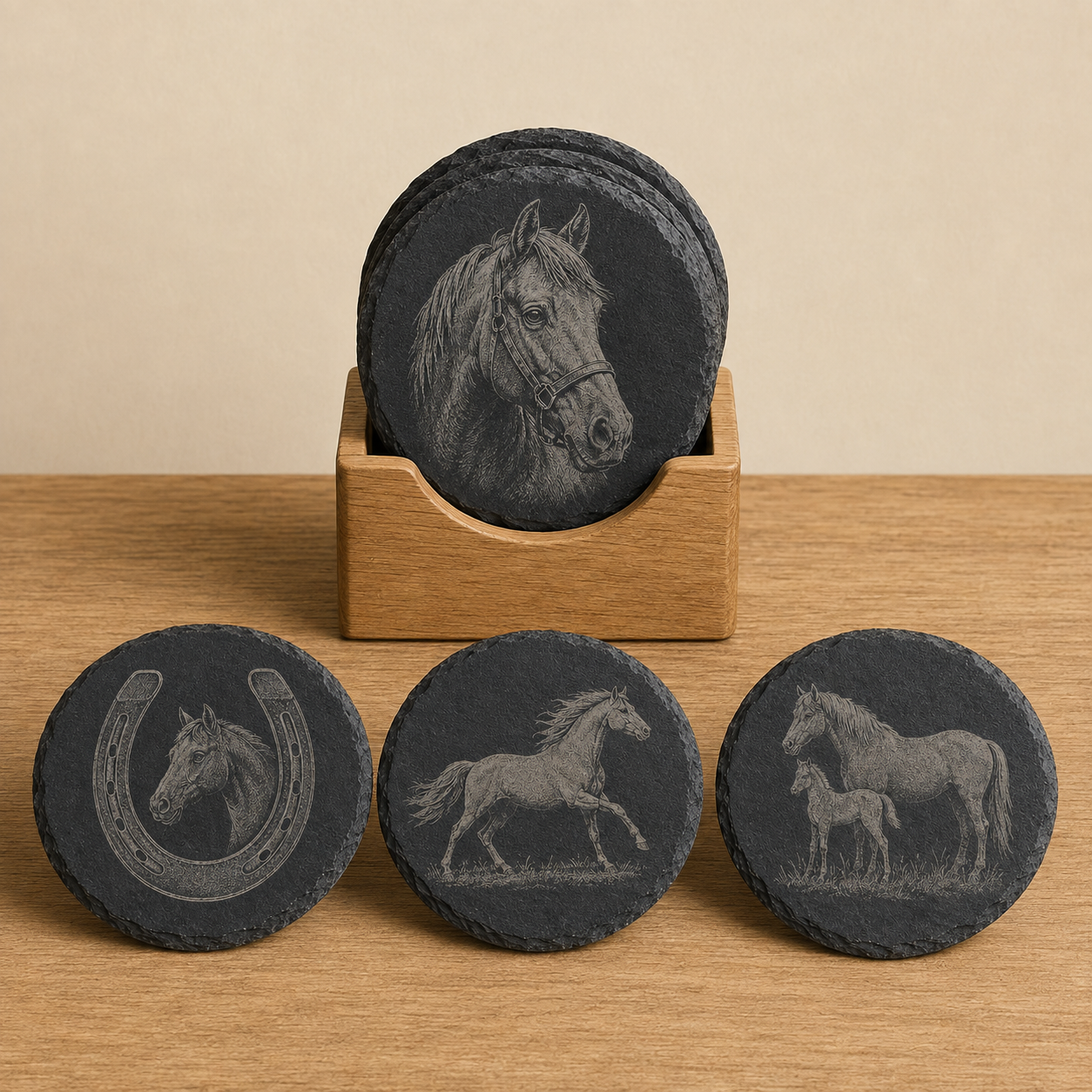 Horse Lover Slate Coaster Set