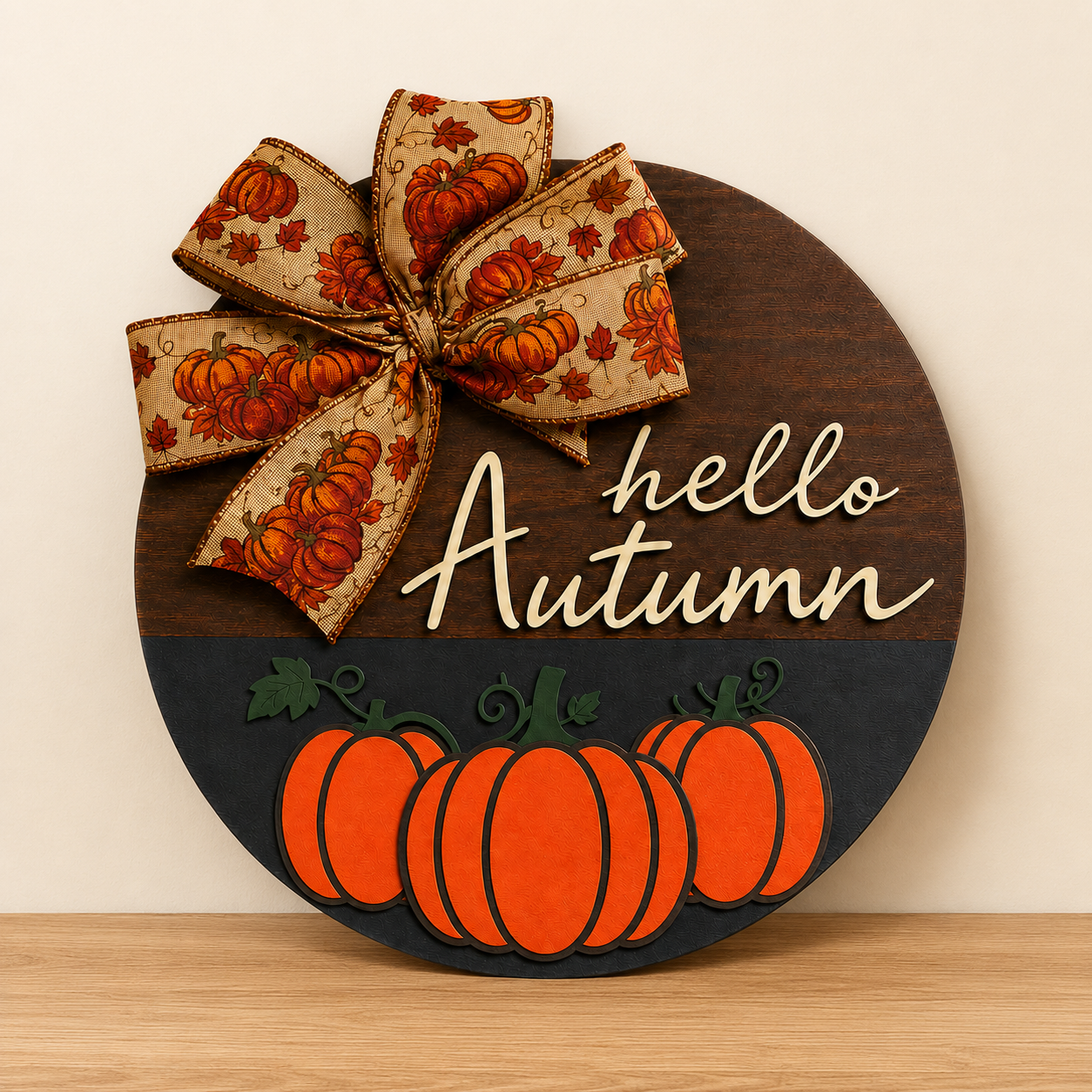 Hello Autumn Pumpkin Multilayered Plaque